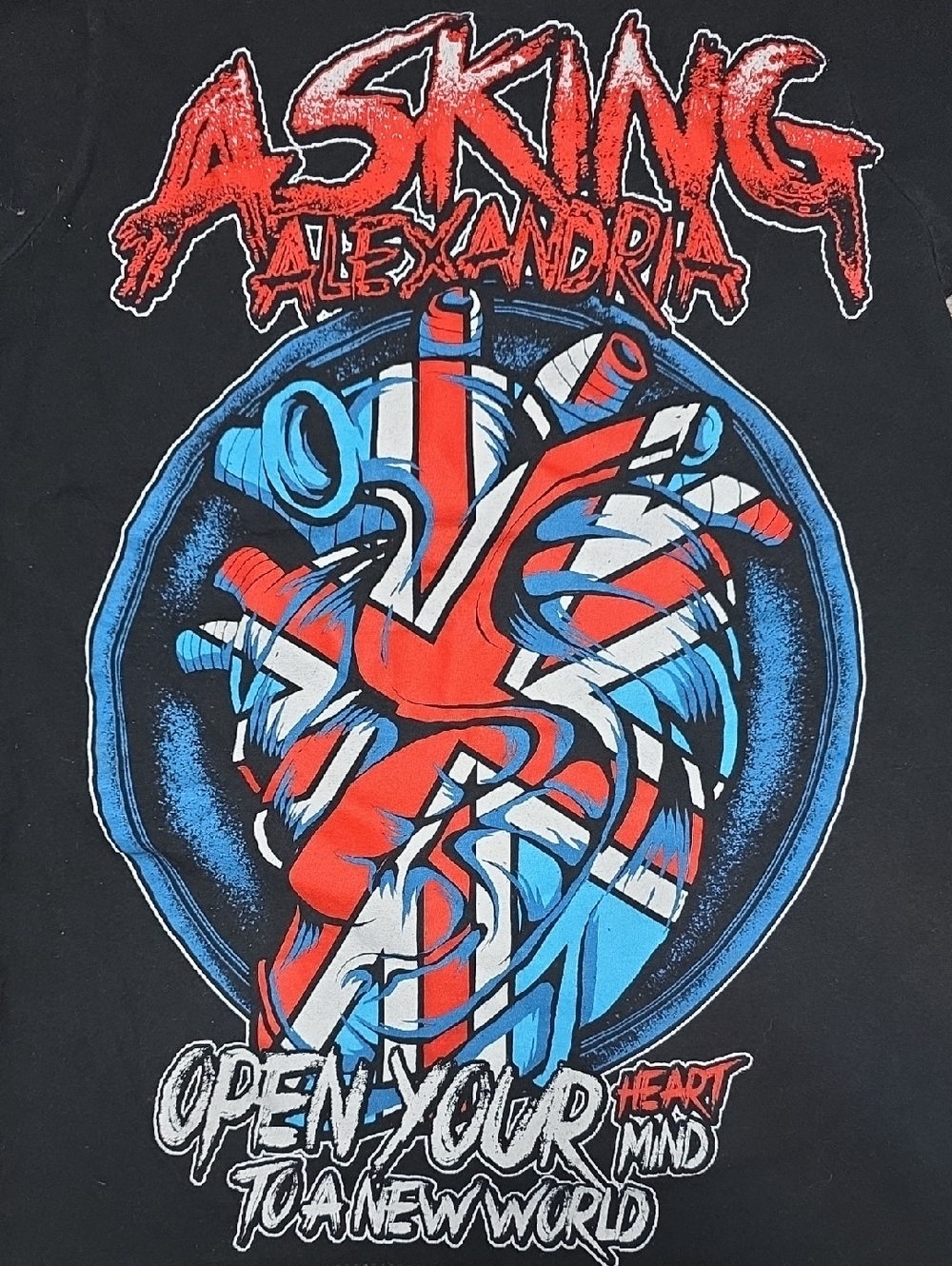 Asking Alexandria | Heart Attack' Union Jack Heart Graphic Band Tee Sz XS